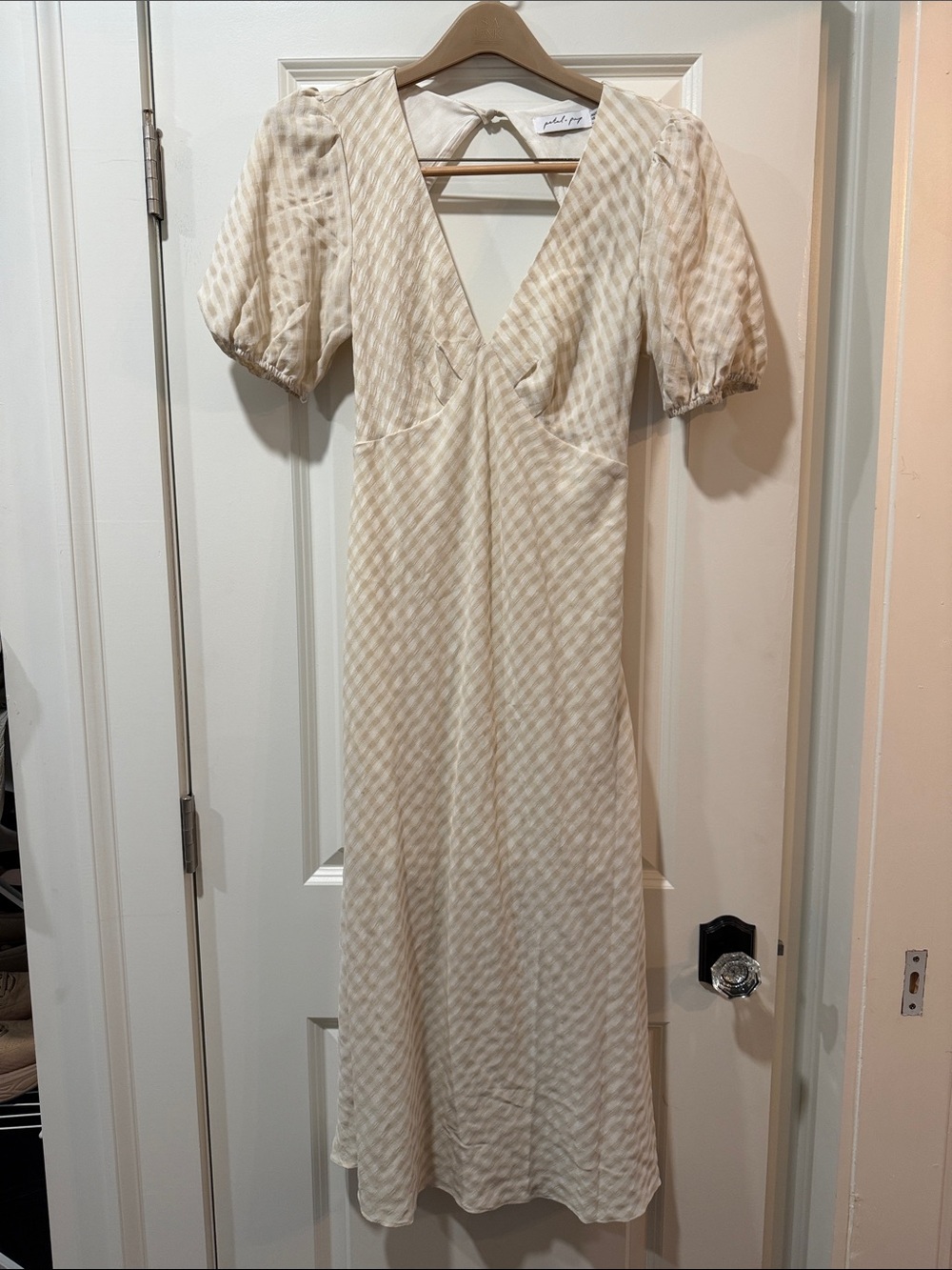 Petal & Pup Cream Gingham V-Neck Maxi Dress
